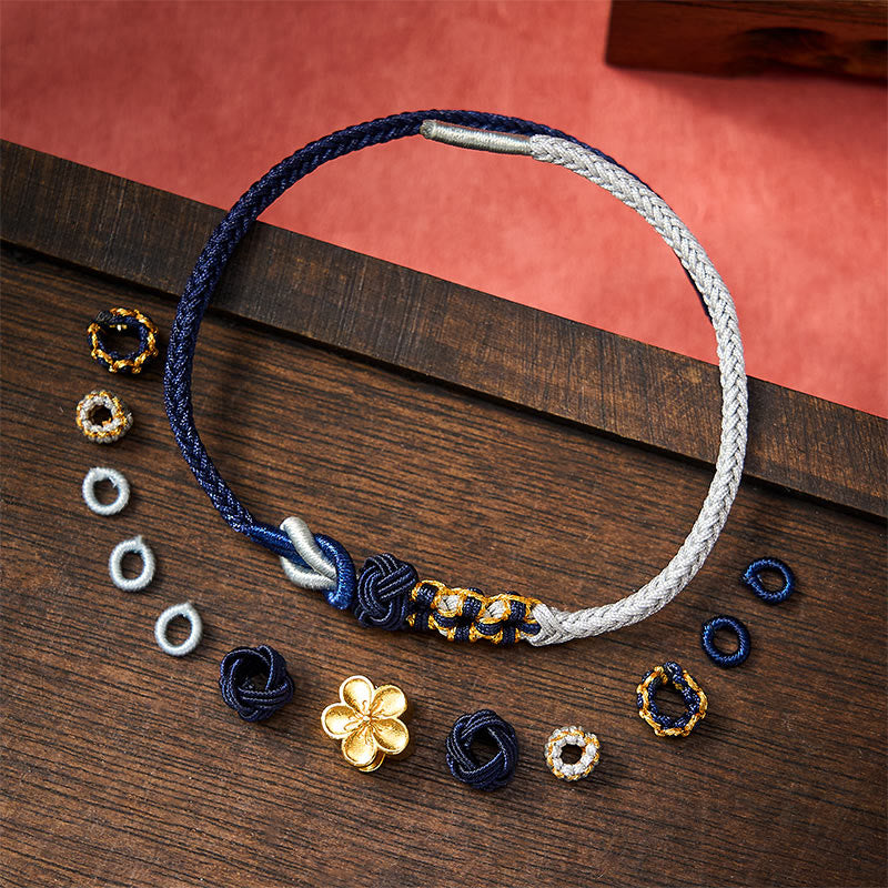 Buddha Stones Hand-Woven Multicolor Cord Chinese Knotting Peach Blossom Luck Couple Bracelet - image 9