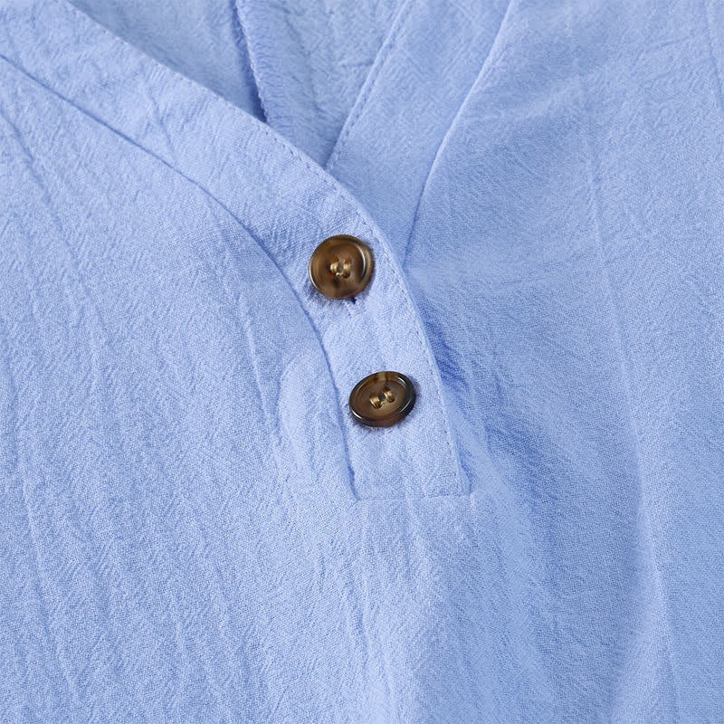 Buddha Stones Summer Casual Minimalist Button-Up Solid Women's Short Sleeve Dresses - image 18