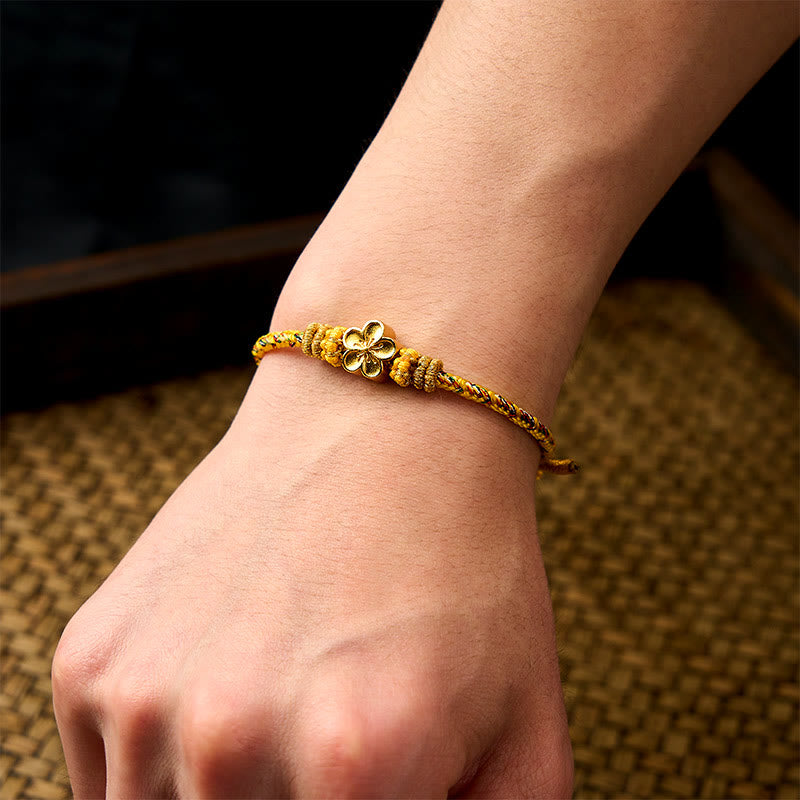 Buddha Stones Yellow Braided Rope Flower Rootedness Bracelet - image 13