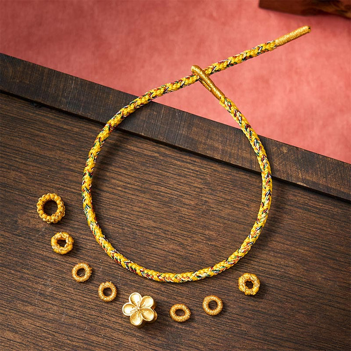 Buddha Stones Yellow Braided Rope Flower Rootedness Bracelet - image 12