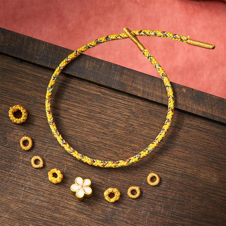 Buddha Stones Yellow Braided Rope Flower Rootedness Bracelet - image 4