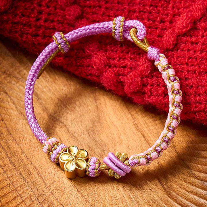 Buddha Stones Braided Rope Knot Adjustable Bracelet - Purple With Flower Accessory - image 26