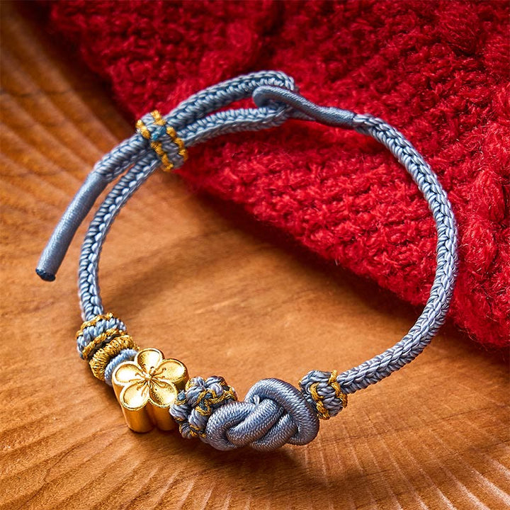 Buddha Stones Flower Braided Rope Knot Adjustable Bracelet - Blue With Flower Accessory - image 20