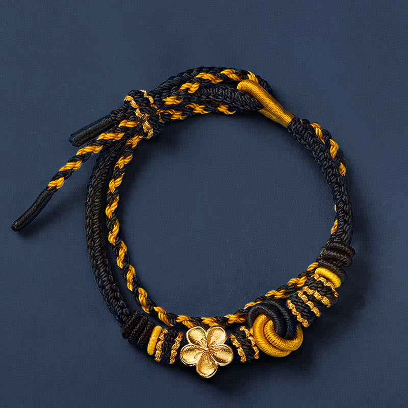 Buddha Stones Flower Braided Rope Knot Double Wrap Adjustable Bracelet - image 14