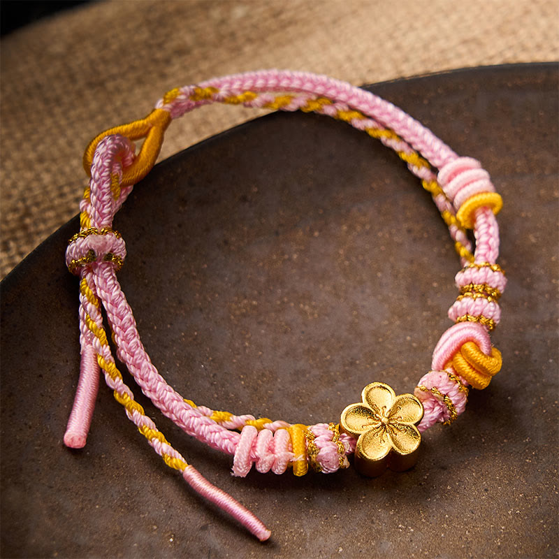 Buddha Stones Flower Braided Rope Knot Double Wrap Adjustable Bracelet - image 7