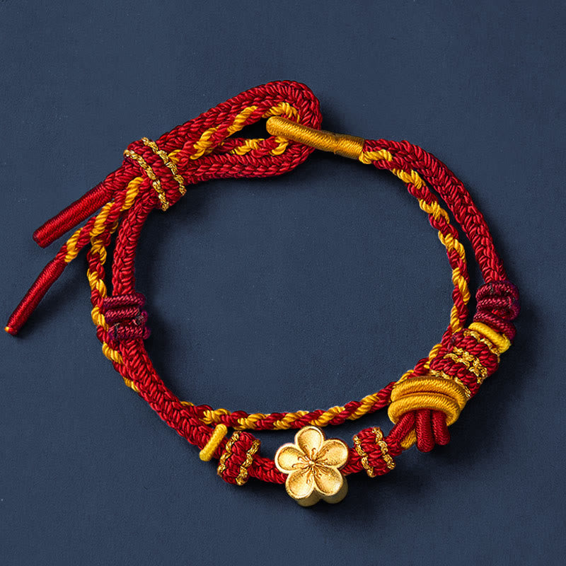 Buddha Stones Flower Braided Rope Knot Double Wrap Adjustable Bracelet - image 3