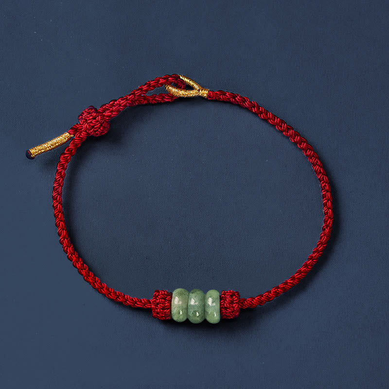 Buddha Stones Handmade Braided Red String 3mm Jade Beads Protection Adjustable DIY Bracelet - image 3