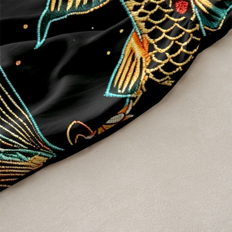 Buddha Stones Summer Casual Koi Fish Floral Wave Pattern Women's Summer Sleeveless Midi Dress With Pockets - image 2