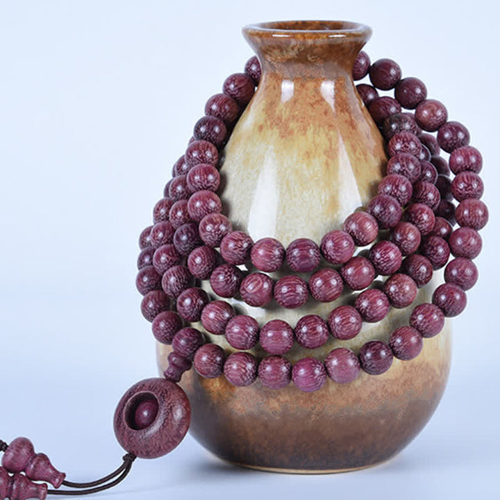 Buddha Stones Natural Peltogyne Gourd 108 Bead Mala - image 16