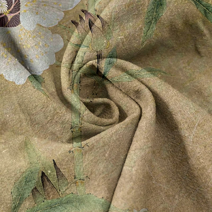 Buddha Stones Pure Cotton White Floral Leaf Pattern Women's Elastic Waist Pants With Pockets - image 2