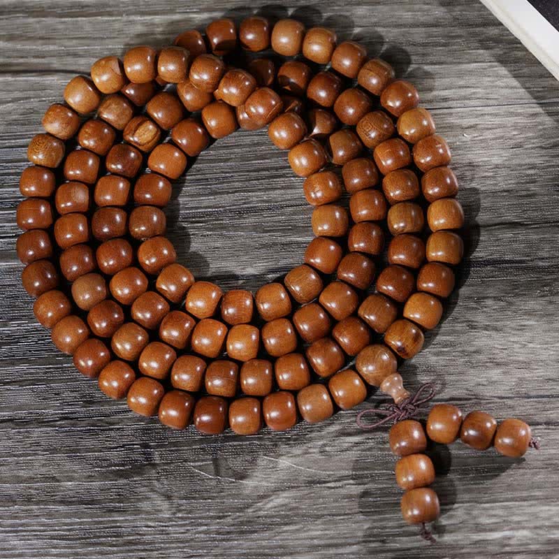 Buddha Stones Natural Jujube Wood 108 Bead Mala - Jujube Wood(Courage ♥ Strength) - image 0