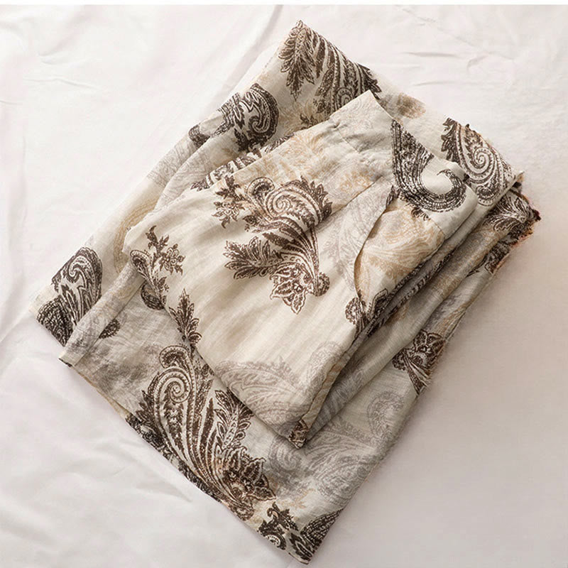 Buddha Stones Summer Boho Casual Paisley Zipper Design Ankle Women's Straight Leg Pants With Pockets - image 5