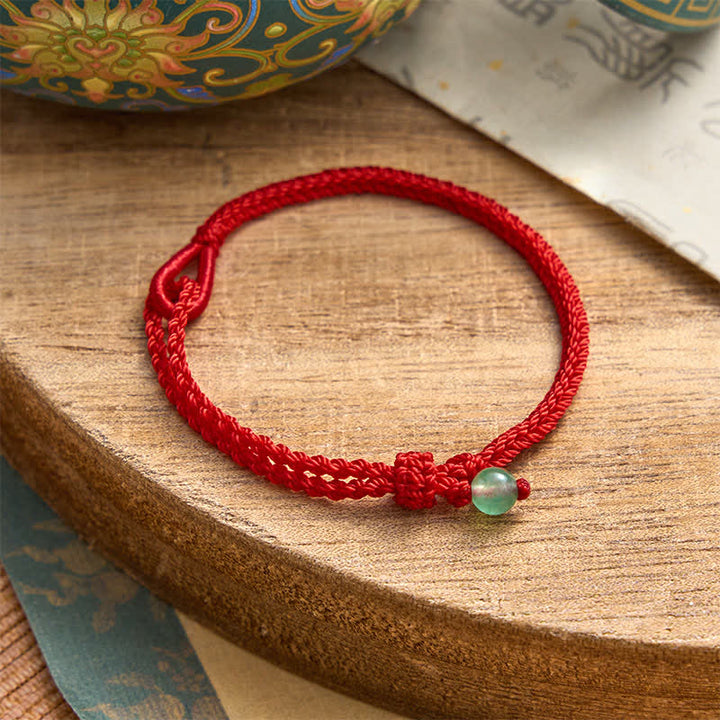 Buddha Stones Green Aventurine Red String Balance Bracelet - Green Aventurine - Red String - 19–20 cm - image 0