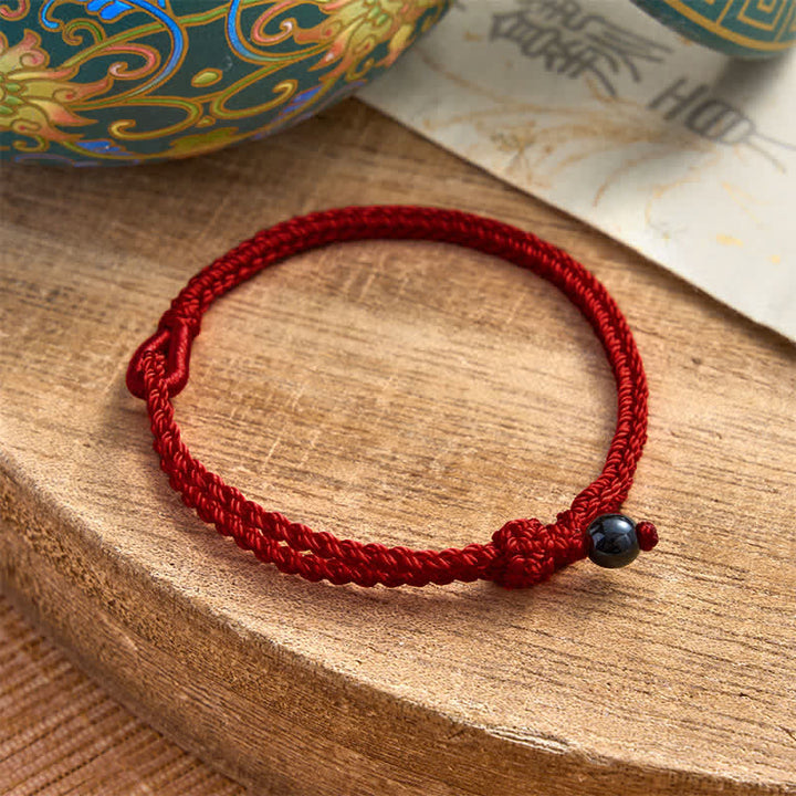 Buddha Stones Green Aventurine Red String Balance Bracelet - Black Onyx - Dark Red String - 19–20 cm - image 33