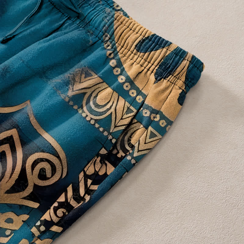 Buddha Stones Cotton Mandala Geometric Pattern Men's Tapered Pants With Pockets - image 2