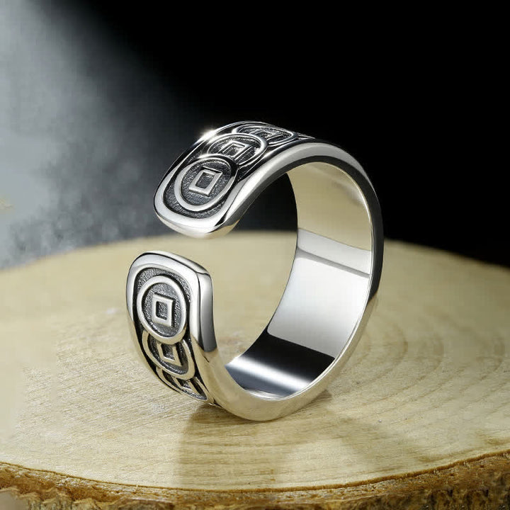 Buddha Stones Tibetan Copper Plated With Silver Yellow Jambhala Protection Ring - image 3