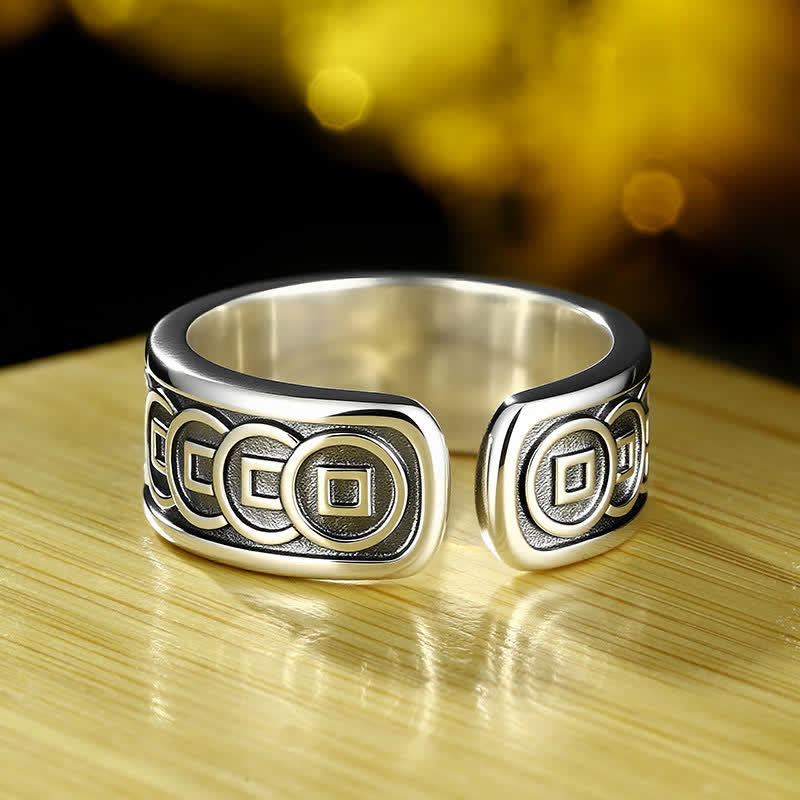Buddha Stones Tibetan Copper Plated With Silver Yellow Jambhala Protection Ring - image 2