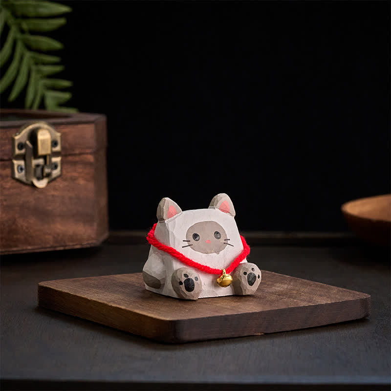 Buddha Stones Basswood Cute Animal Hand-Carved Desk Decoration - image 1