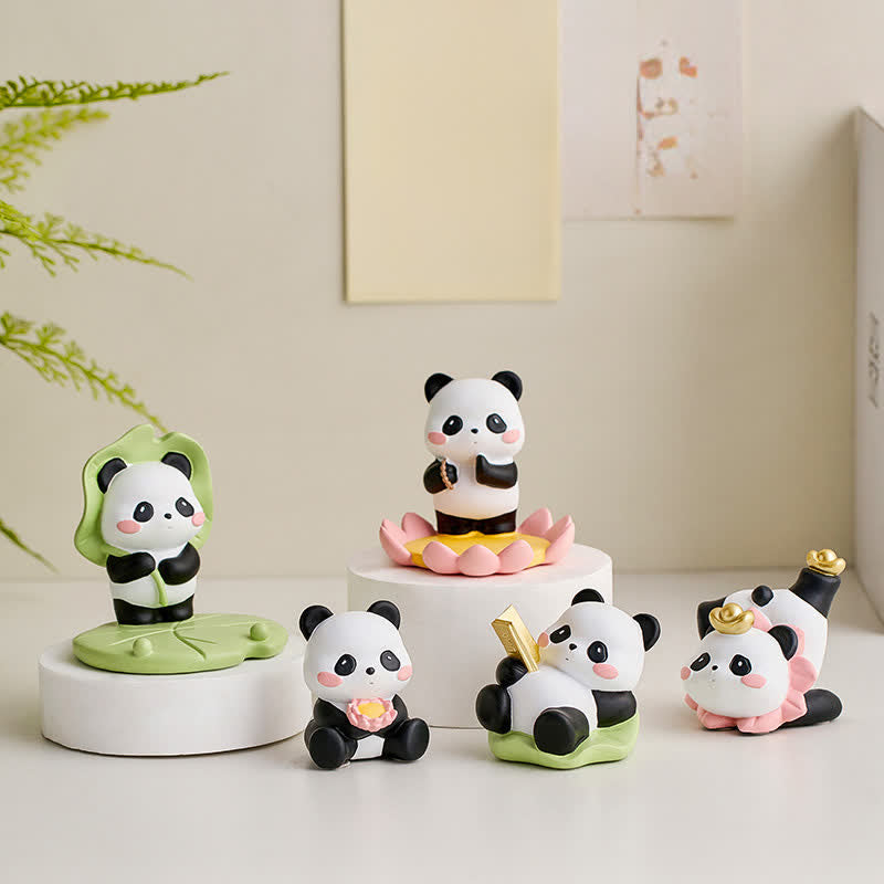 Buddha Stones Resin Lotus Panda Phone Stand Cute Animal Decor - image 0