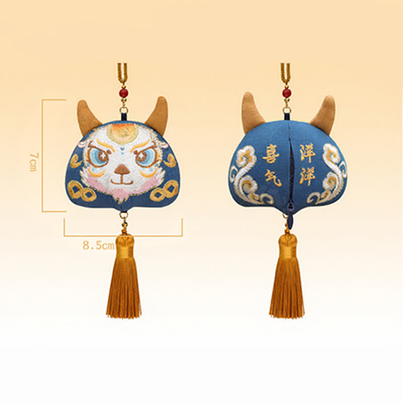 Buddha Stones Chinese Zodiac Embroidered Dragon Tiger Tassel Luck Cute Animal Decor - Goat - image 18