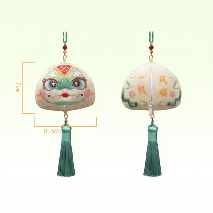 Buddha Stones Chinese Zodiac Embroidered Dragon Tiger Tassel Luck Cute Animal Decor - Snake - image 22