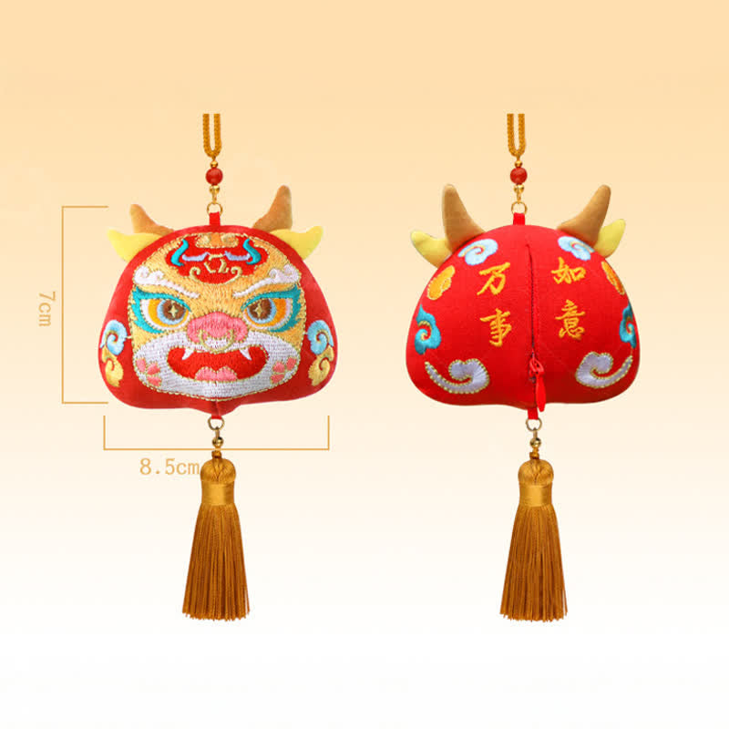 Buddha Stones Chinese Zodiac Embroidered Dragon Tiger Tassel Luck Cute Animal Decor - Ox - image 32