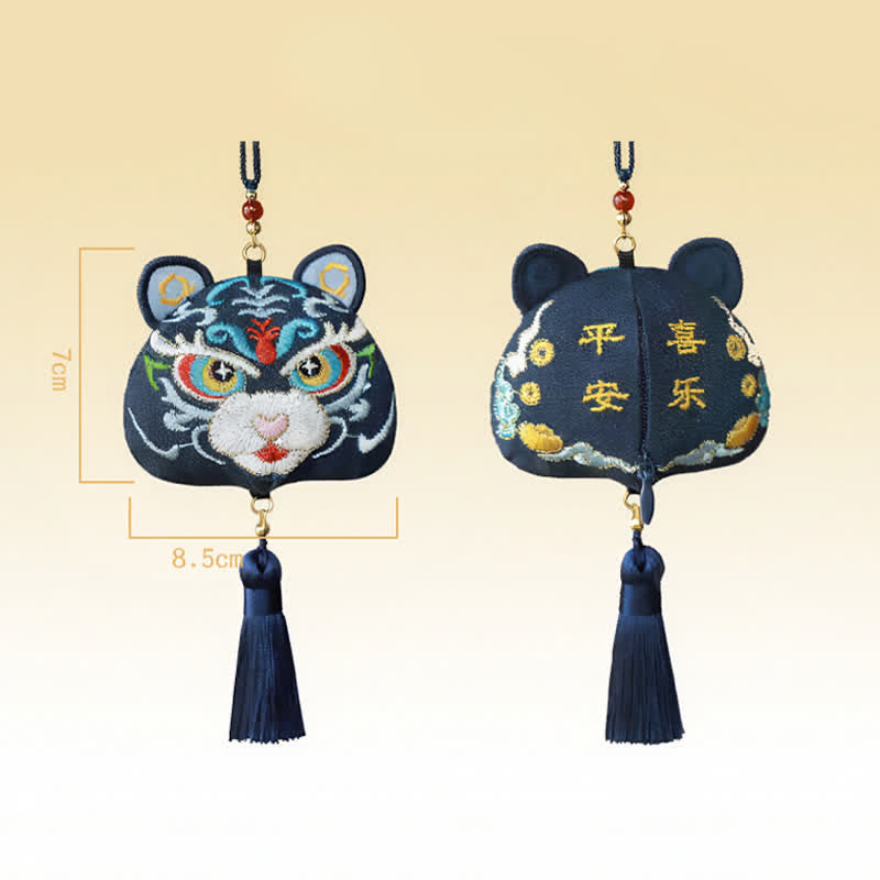 Buddha Stones Chinese Zodiac Embroidered Dragon Tiger Tassel Luck Cute Animal Decor - Tiger - image 9