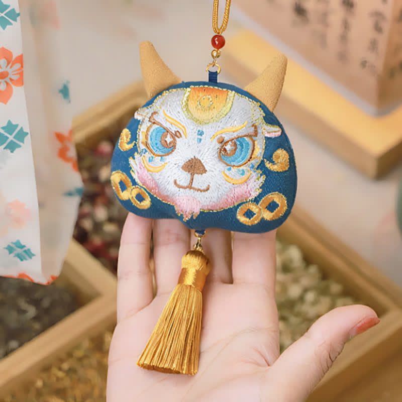 Buddha Stones Chinese Zodiac Embroidered Dragon Tiger Tassel Luck Cute Animal Decor - image 19