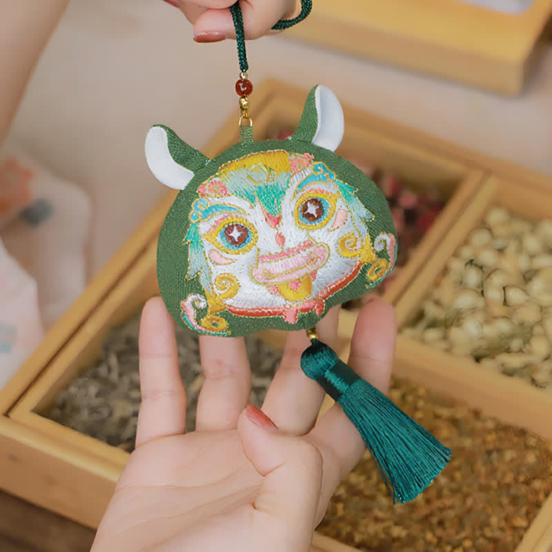 Buddha Stones Chinese Zodiac Embroidered Dragon Tiger Tassel Luck Cute Animal Decor - image 29
