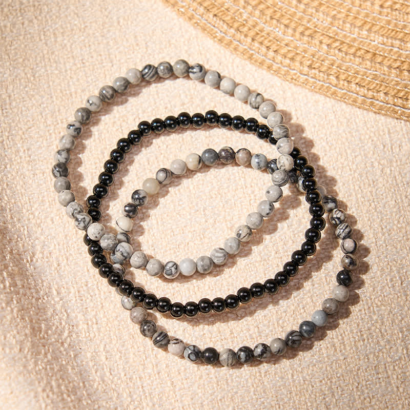 Buddha Stones 3pcs "Filter the Heavy" Black Veined Strength Bracelet Includes Gift Message Card - image 2