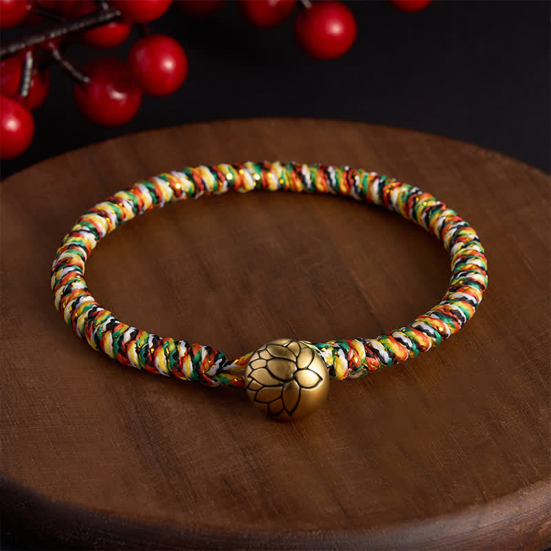 Buddha Stones Hand-woven Colorful String Lotus Balance Braided Bracelet - Lotus - 7.5 in (19 cm) - image 8