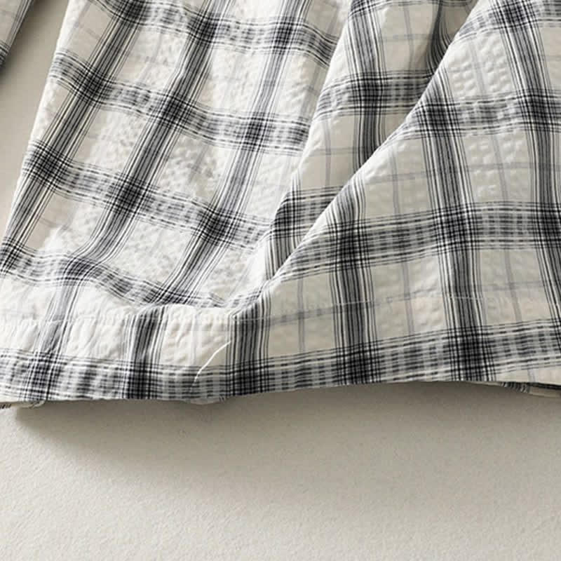 Buddha Stones Summer Casual Plaid Long Pants Women's Tapered Pants With Pockets - image 8