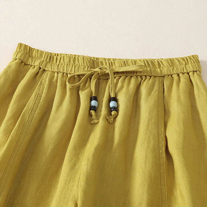 Buddha Stones Summer Casual Minimalist Drawstring Solid Cropped Pants Women's Wide Leg Pants With Pockets - image 9