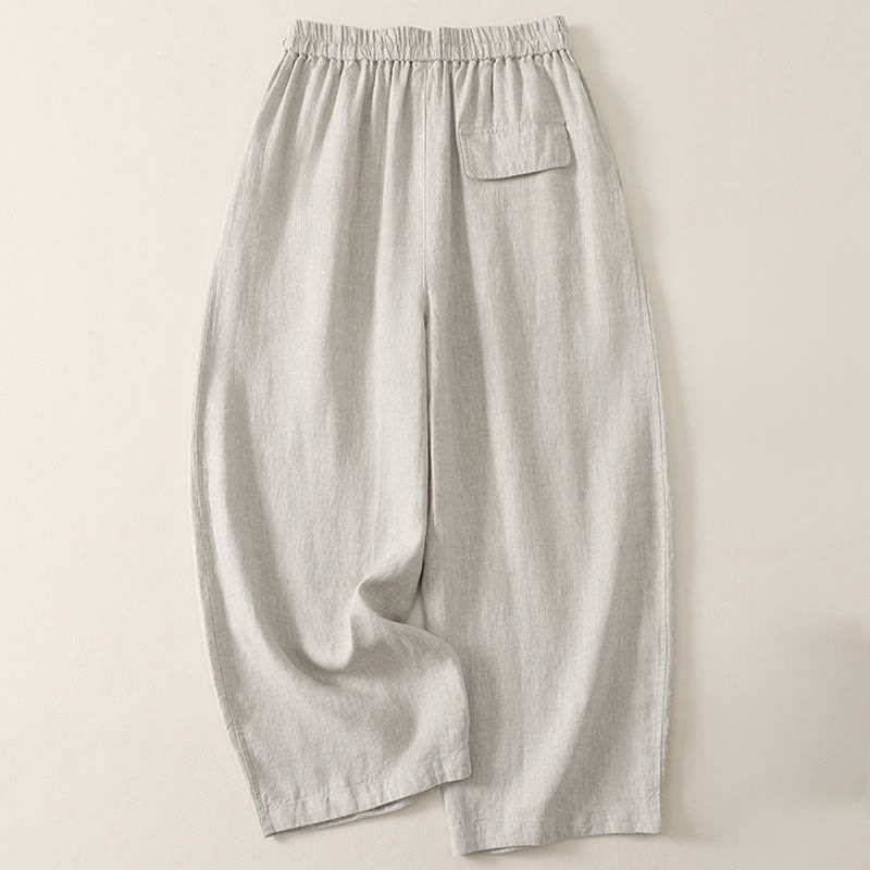 Buddha Stones Summer Casual Minimalist Drawstring Solid Cropped Pants Women's Wide Leg Pants With Pockets - image 13