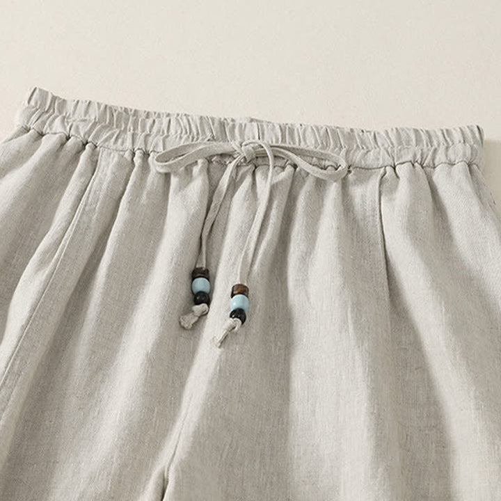 Buddha Stones Summer Casual Minimalist Drawstring Solid Cropped Pants Women's Wide Leg Pants With Pockets - image 14