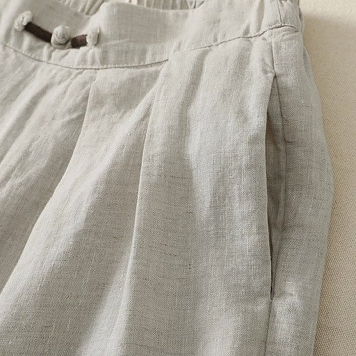 Buddha Stones Summer Casual Minimalist Solid Cropped Pants Pleated Women's Harem Pants With Pockets - image 3