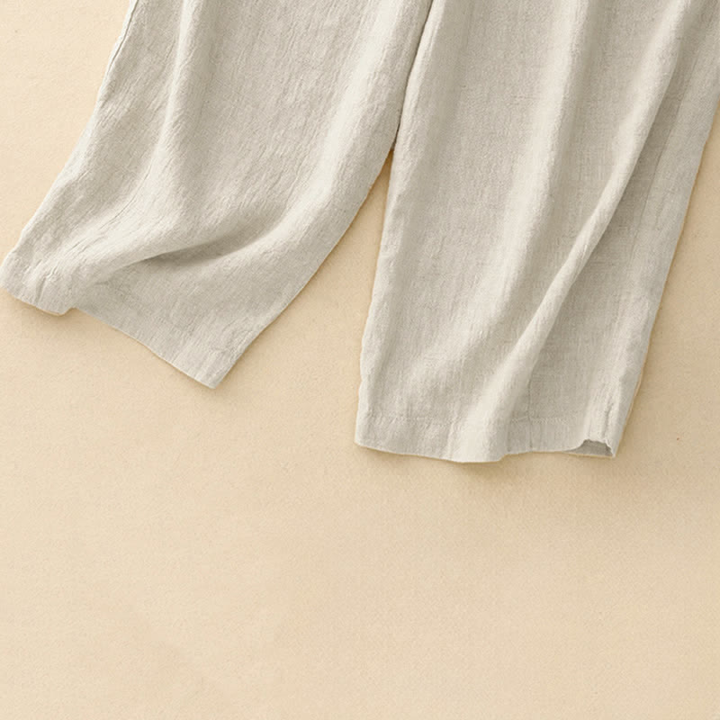 Buddha Stones Summer Casual Minimalist Drawstring Solid Ankle Pants Women's Straight Leg Pants With Pockets - image 12