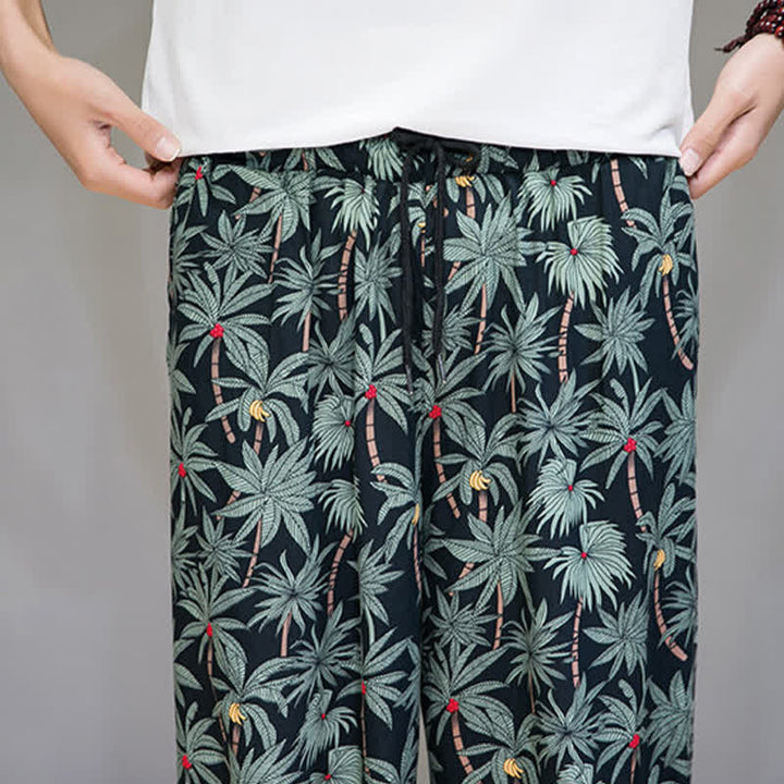 Buddha Stones Summer Boho Casual Drawstring Floral Capri Pants Men's Harem Pants With Pocket - image 8