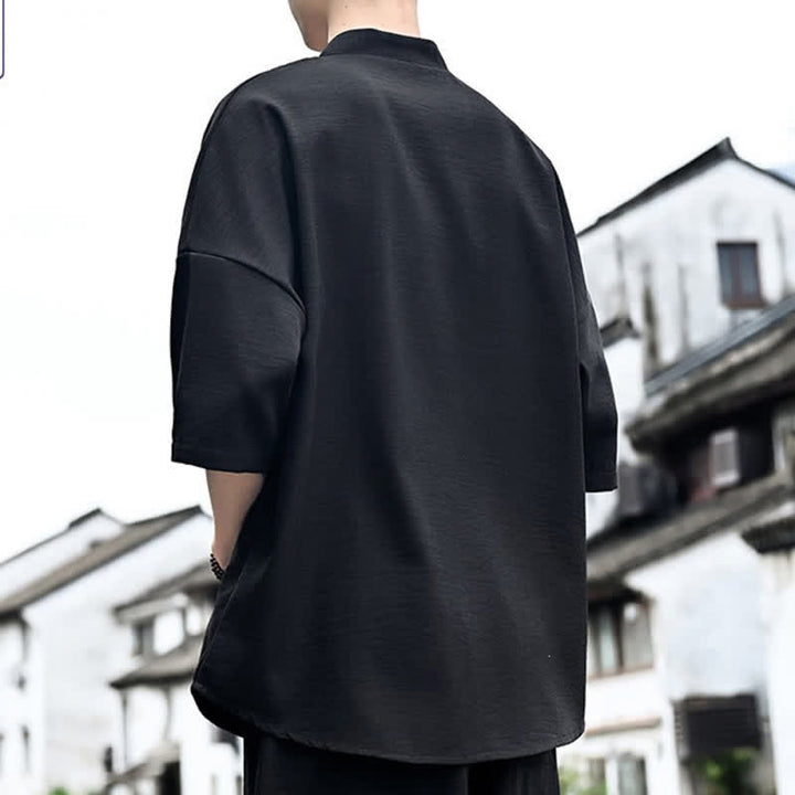 Buddha Stones Summer Minimalist Casual Side Slit Solid Men's Short Sleeve T-Shirts - image 10