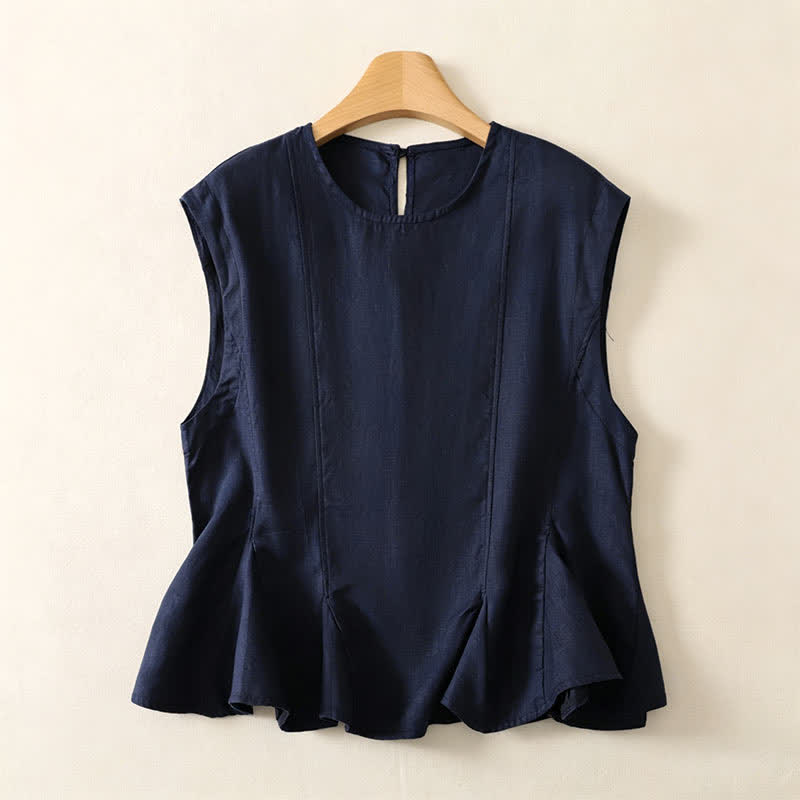 Buddha Stones Summer Casual Elegant Solid Tank Top Women's Sleeveless T-Shirts - Navy - US8-10, UK/AU12-14, EU40-42 (2XL) - image 8