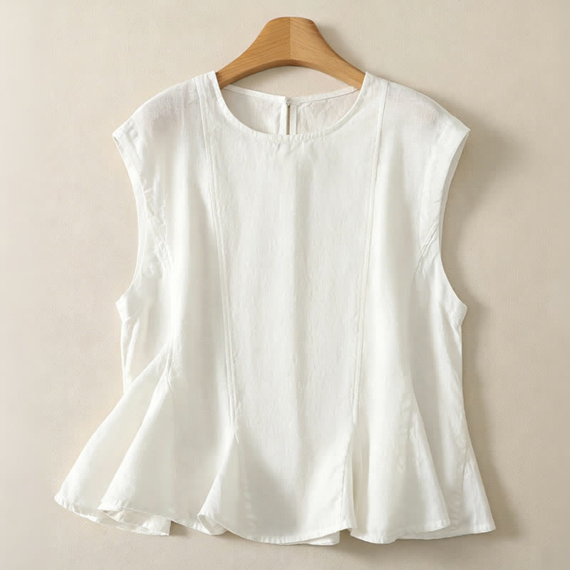 Buddha Stones Summer Casual Elegant Solid Tank Top Women's Sleeveless T-Shirts - White - US8-10, UK/AU12-14, EU40-42 (2XL) - image 12