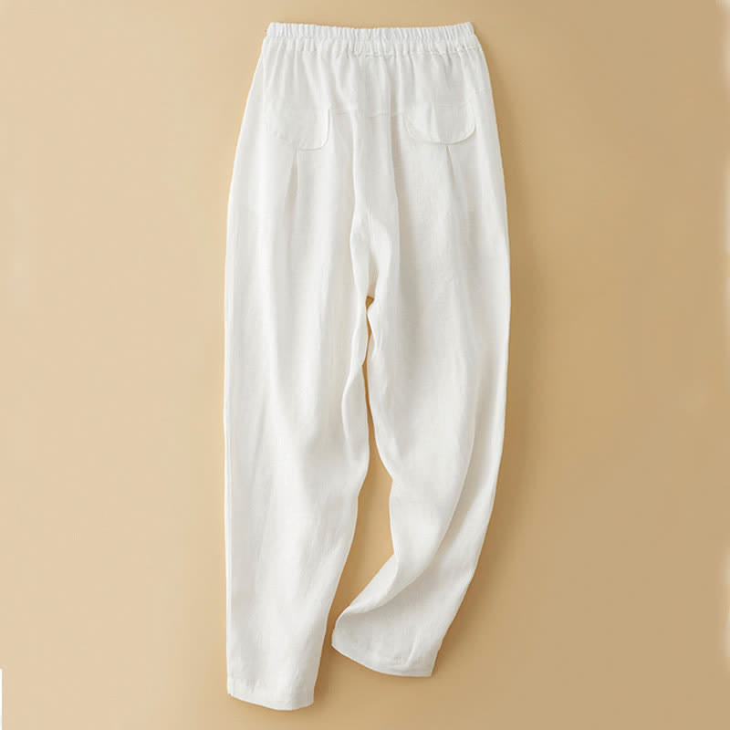 Buddha Stones Summer Casual Minimalist Drawstring Solid Ankle Pants Women's Harem Pants With Pocket - image 10