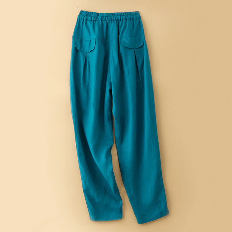 Buddha Stones Summer Casual Minimalist Drawstring Solid Ankle Pants Women's Harem Pants With Pocket - image 5