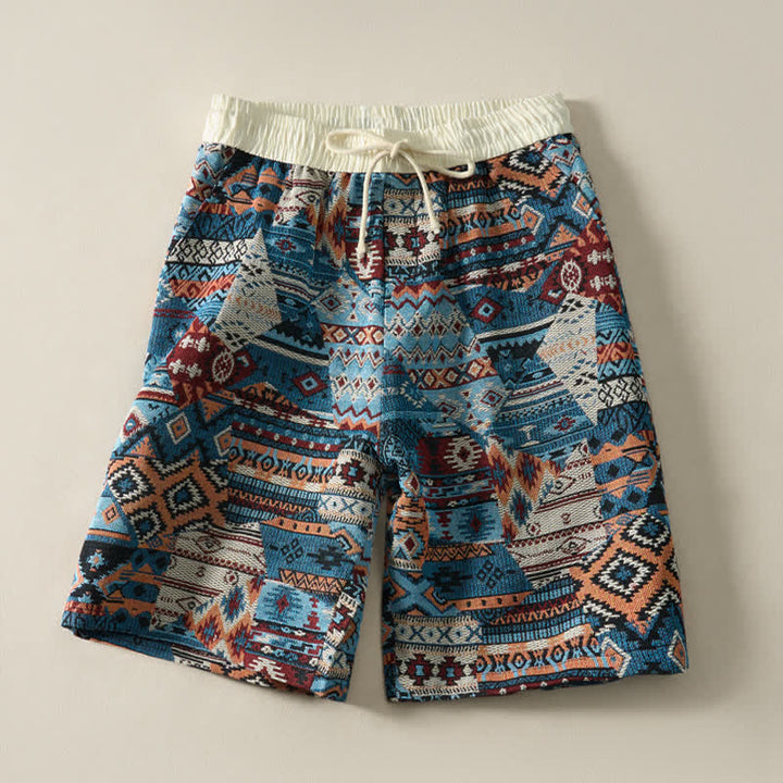 Buddha Stones Summer Casual Boho Drawstring Geometric Men's Shorts With Pockets - image 2