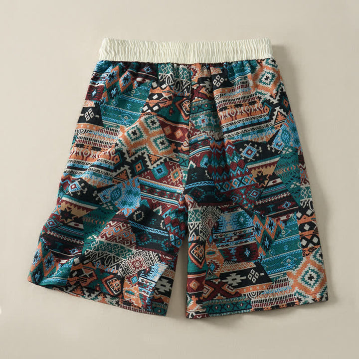 Buddha Stones Summer Casual Boho Drawstring Geometric Men's Shorts With Pockets - image 14