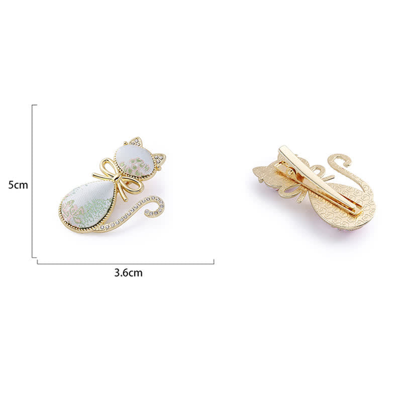 Buddha Stones Song Brocade Cat Gold Plated Rhinestone Chinese Style Hair Stick - image 7