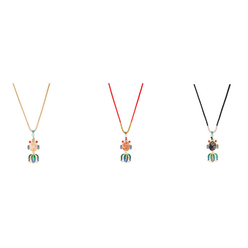 Buddha Stones Song Brocade Koi Fish Success Enamel Pendant Guofeng Necklace - image 6
