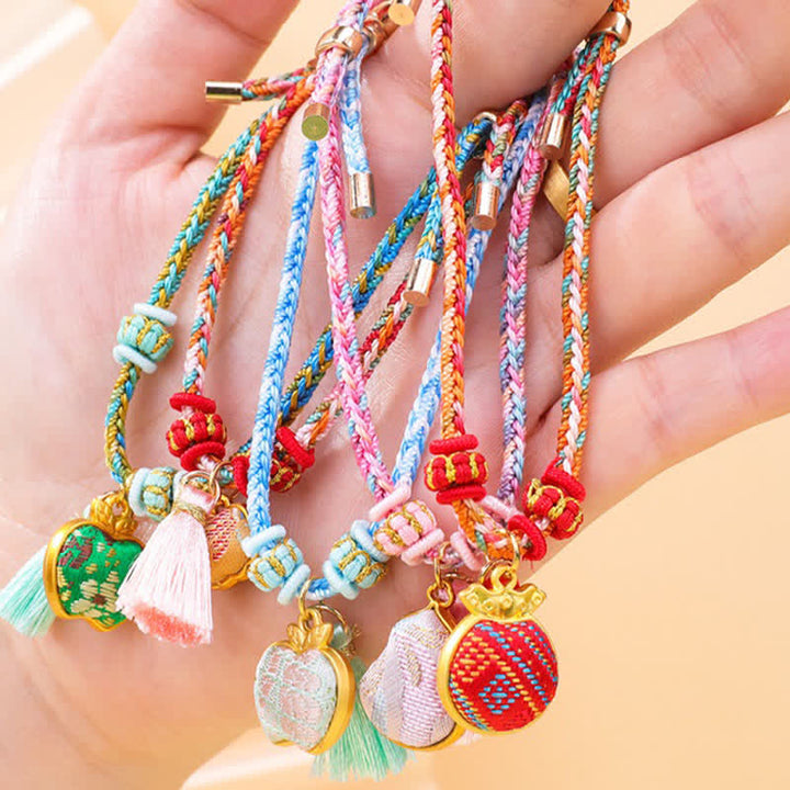 Buddha Stones Braided Five Color Cord Song Brocade Ruyi Scepter Tassel Luck Bracelet - image 8