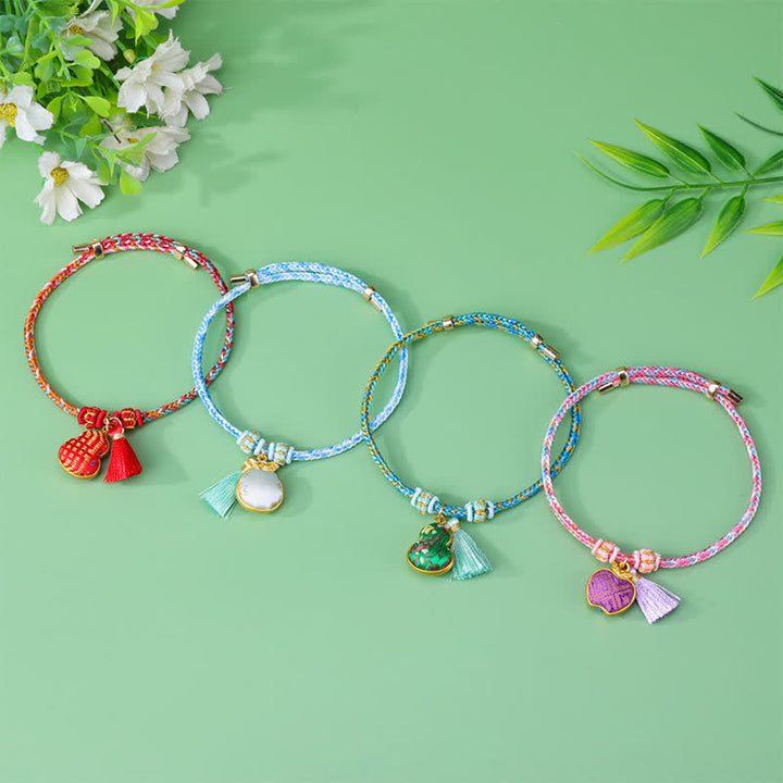 Buddha Stones Braided Five Color Cord Song Brocade Ruyi Scepter Tassel Luck Bracelet - image 4