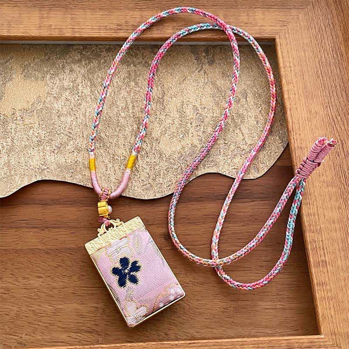 Buddha Stones Song Brocade Floral Pattern Harmony Braided Rectangle Necklace - Pink(Same Color Tone – Pattern Varies) - image 7
